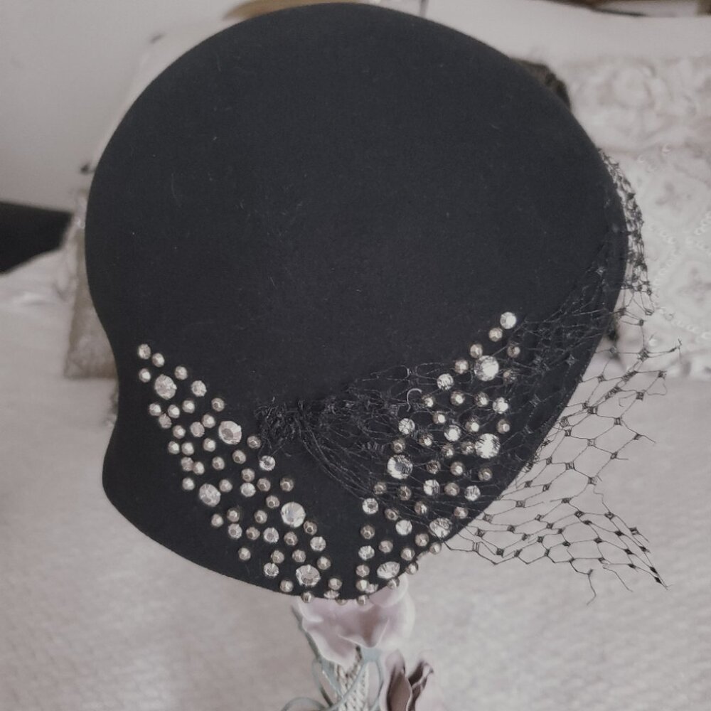 Rare EXCELLO Crystals Vintage Hat Geo. W. Bollman Saks Fifth Avenue - Picture 3 of 14